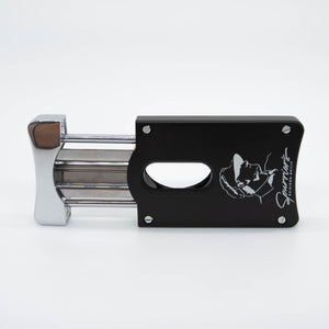 Spurriers Cigar Cutter features a beautifully engraved pattern design on the base. Shaped perfectly for a comfortable grip and solid weighty finish. Ensure a great, smooth cut in true Spurrier style.