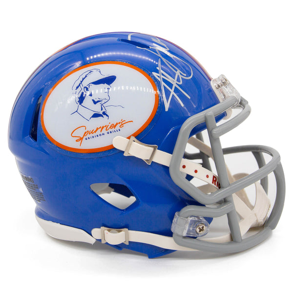 american football helmet shop Spurrier's Mini Football Helmet Autographed Blue