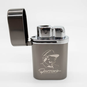 Steve Spurrier has been lighting up the field and those around him now with that tenacious spirit, now he can light one up for you too! Our Spurrier Gridiron Grill logo or Spurrier silhouette Lighter options will wow any crowd and connoisseur.