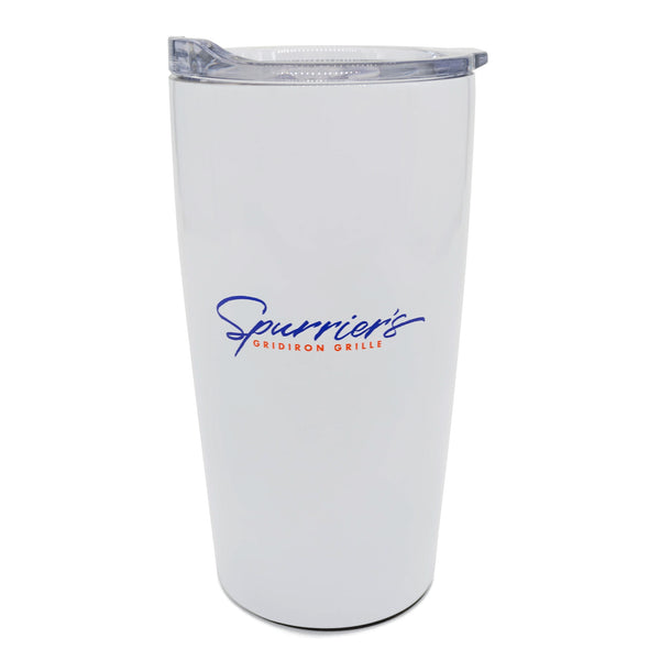 Whatever your beverage happens to be, this one of a kind Spurrier's Gridiron Grille tumbler keeps it cold, or hot. It’s sturdy, well insulated and ready to travel to any event.     Made with durable metal interior and exterior, these tumblers can keep beverages hot or cold for up to 3 hours. They are BPA Free and hold up to 20 ounces of refreshments